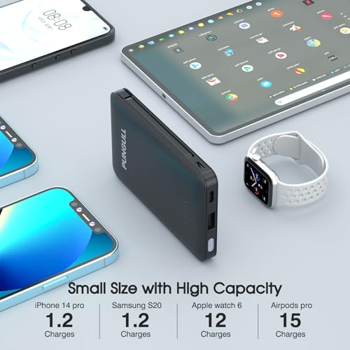 Cargador portátil slim 5000mAh con cable incorporado USB-C miniatura 5