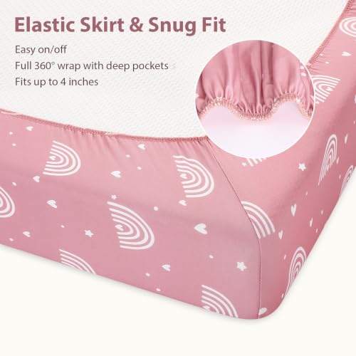 Image of Bassinet Sheets Girl 33 inchx20 inch Compatible with Baby Delight,Newton,Dream On Me,Angelbliss,Maxi Cosi,Airclub,Harppa,Ezebaby Bedside Rectangle Bassinet Mattress, Soft Stretchy Microfiber