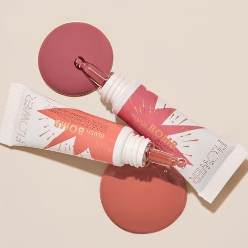 FLOWER Beauty By Drew Barrymore Liquid Blush Makeup Bomb Color Drops -Silky Lightweight Formula + Gel Cream Blush for Cheeks - Radiant + Glossy Finish - Buildable + Lightweight Formula - Cruelty-Free + Vegan (Cheeky) - Thumbnail 3