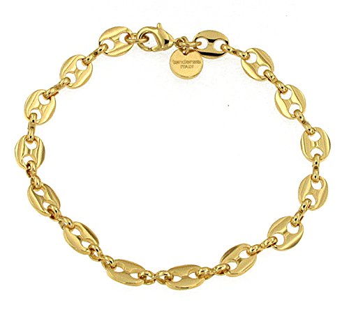 Bracelet en grains de café plaqué or ou doublé 7 mm de largeur, longueur au choix, bracelet en or pour homme femme, bijou fabriqué en Italie par Tendenzalia