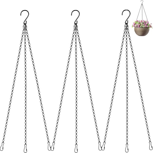 joonnair 3 X 50 CM Chaîne de Panier Suspendu en Métal Noir avec Crochet en S Chaîne de...