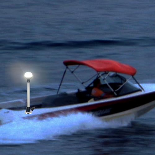 Image of Anchor Light Boat Stern Light LED Marine Navigation Lights USCG 2 NM All Round White Stainless Steel 2 Pin Detachable Plug in 12 Volts (Flush Mount Base, 12 Inches)