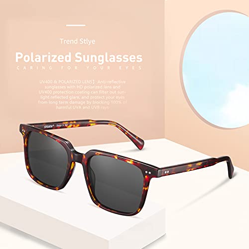 Image of STGATN Polarized Sunglasses for Men -Classic Square Hand-Polished Acetate frames UV Protection Sun Glasses