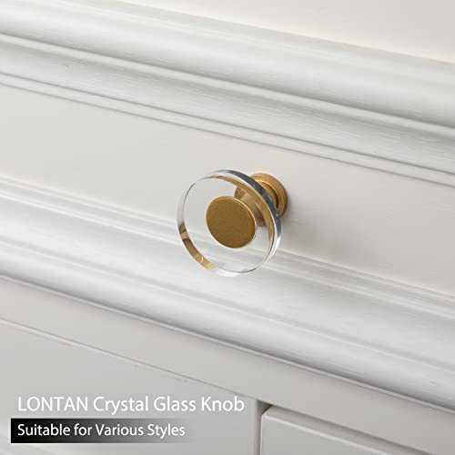 Lontan 10 Pack Acrylic Kitchen Cabinet Knobs Crystal Cabinet Knobs Glass Brushed Brass Drawer Knobs Gold Crystal Knobs Cabinet Door Knobs Clear Cabinet Hardware For Dresser Bathroom #TOP3