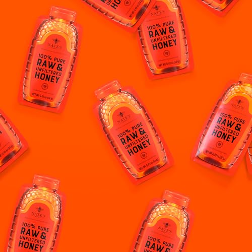 Nate's Honey Minis - Single-Serve 100% Pure, Raw & Unfiltered Honey - Holiday...
