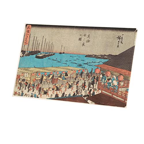 Tableau Estampe Japonaise 15 le Port Art Vintage Toile Imprimée 96x60 cm
