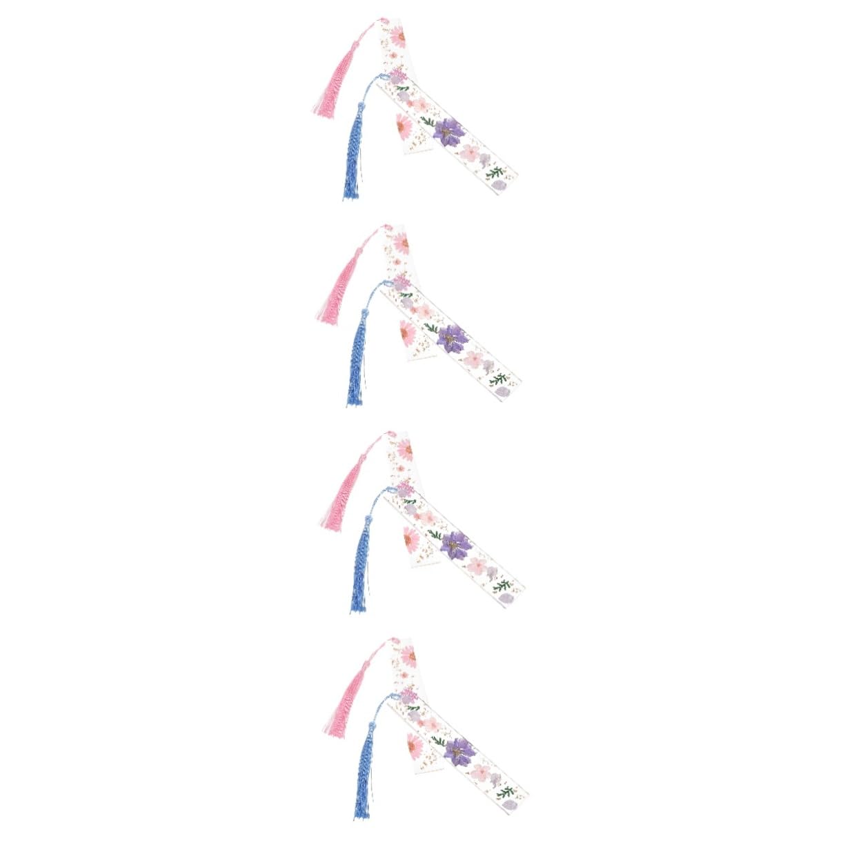 GALPADA 4 Ensembles Marque Pages Résine Avec Pompons Marque Pages Vintage Faits Main Avec Fleurs Séchées Et Élégant Pour Lecteurs Et Étudiants Rose 2 Pièces * 4