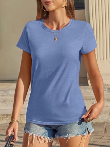 Image of UNCLECAT Womens Short Sleeve Tops Summer Basic T Shirts Casual Crewneck Tee | Solid Color Top, Trendy Fashion Clothes, Daily Wear Shirts, Slim Fit Soft T-Shirt