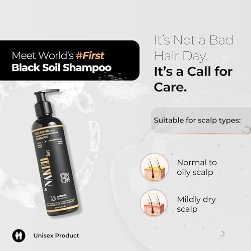 Image of By Naked Fact Black Soil Anti Dandruff Shampoo for Men & Women | Natural Pro Repair | Anti Hair Fall With Omega 3 Flax seeds Jatamansi Extract, Moringa Leaf Extract | Sulphate Paraben Free | 250ml