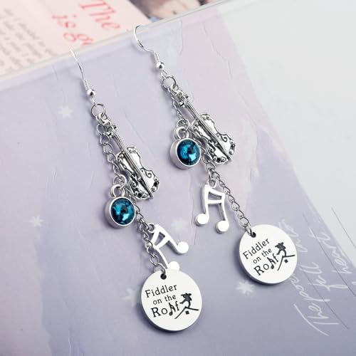 Image of FAADBUK Fiddler Musical Inspired Charm Bracelet Broadway Musical Gift Fiddler Fan Gift Opening Night Gift (Fiddler Earring), Small