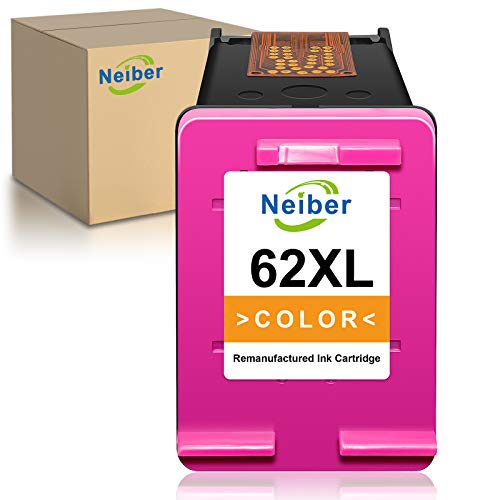 Neiber Remanufactured Ink Cartridge Replacement for HP 62XL 62 XL (Tri-Color 1-Pack) Work with Envy 7640 5660 5540 5661 5642 5640 5640 5663 5544 5542 5549 OfficeJet 5740 250 5745 5746 Printer