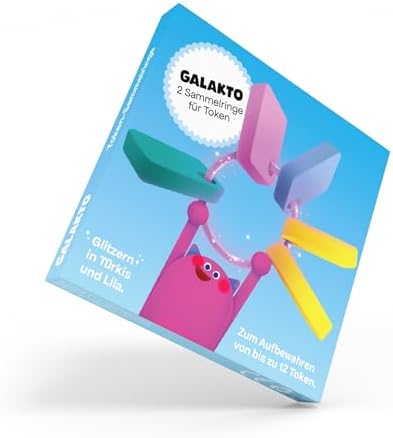 Token Collector's Rings – 2 Colourful Collectible Rings Turquoise & Purple Glitter, Space for a Total of 12 Tokens, Diameter: 5 cm, Perfect for Home, Satchel or Travel, Accessories, Storage image 4