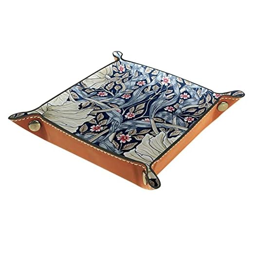 William-morris-pimpernel-gardiner herr sand dam betjänade brickor, mikrofiber läderbrickor, flerfärgade mönsterbakgrunder, skrivbordsförvaringstavlor för nyckel mynt mobila plånböcker