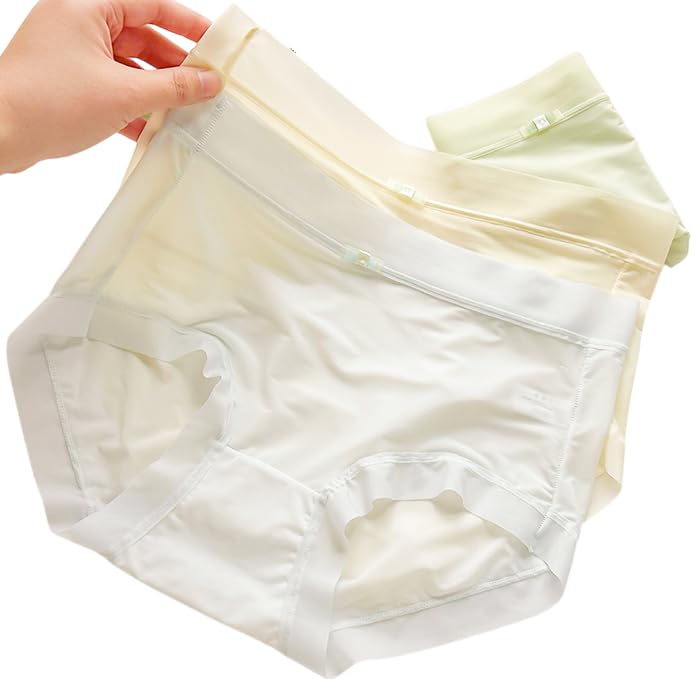 3Pcs Ice Silk Panties Women Underwear Transparent Briefs Seamless Breathable Middle Waist Underpants Female Lingerie