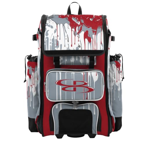 Boombah Catchers Superpack Hybrid Rolling Bat Bag Graffiti Drip Red/Gray/White
