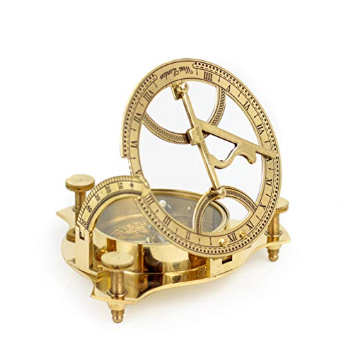 Brújula Sundial 4" de latón macizo pulido | reloj solar calibrado de bolsillo | Regalo náutico y marino para deportes y aventuras al aire libre miniatura 4
