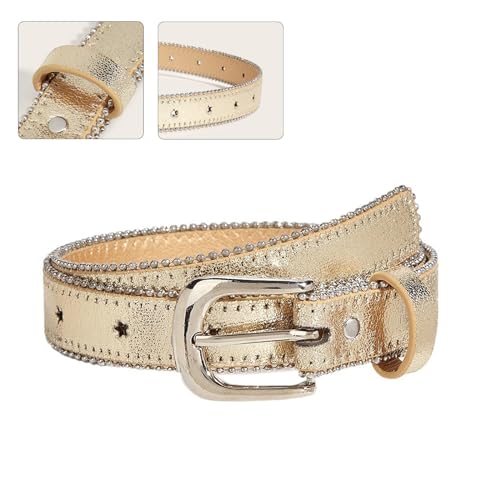 Simple Adult Waist Belt with Adjustable Pin Buckle Gold Color Waistband PU Waist Belts for Rock Fan Wear Resistant4
