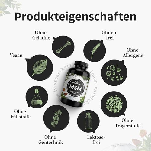 MSM Tabletten - 2000mg MSM (Methylsulfonylmethan) je Tagesdosis - 365 Tabletten (6 Monate) - Mit natürlichem Vitamin C aus Acerola - Hochdosiert, vegan, laborgeprüft, ohne unerwünschte Zusätze