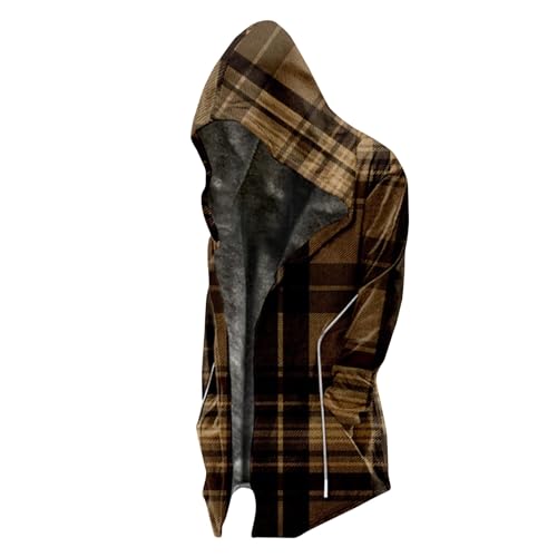 ADHOWBEW Men's Winter Coats Vintage Fleece Lined Zip Up Big and Tall Thicken Sherpa Hunting Plush Long Sleeve Warm Outerwear