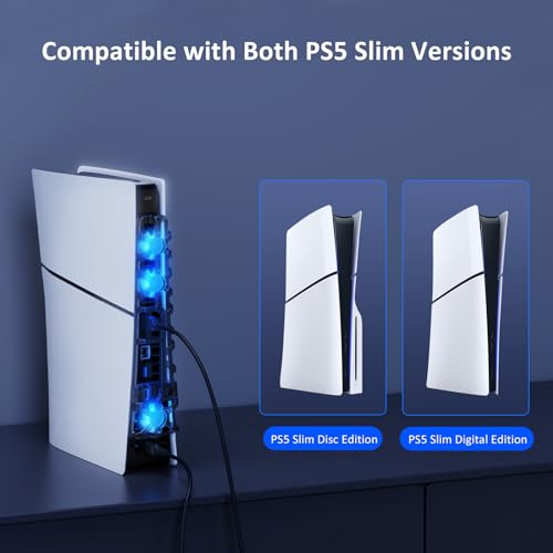 nexigo ps5 slim silent enhanced cooling fan with adjustable speed auto power onoff with usb 30 port efficient cooling system for both ps5 slim disc and digital editions