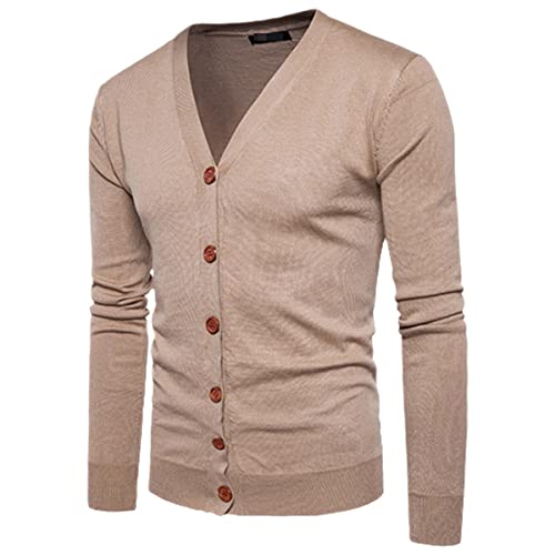 Cardigan en cachemire épais Roquorl pour homme, un gilet kaki col en V haut de gamme