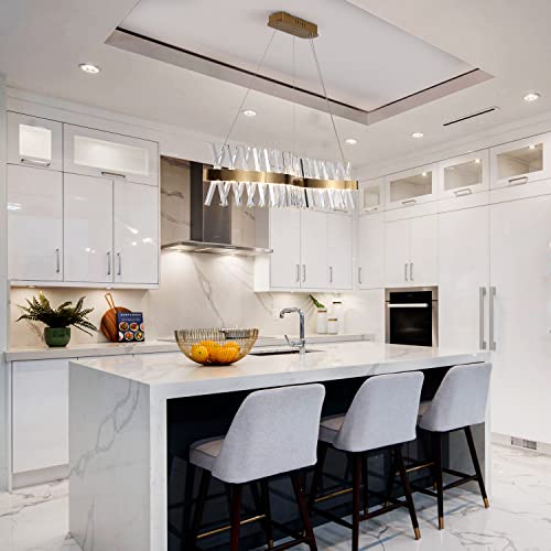 Image of 40 inchGold Linear Crystal Chandelier Modern LED Ceiling Pendant Light Fixture