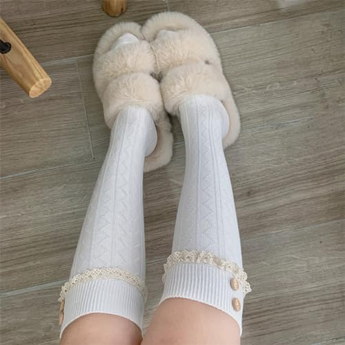 Image of Women's Thigh High Lace Boot Socks - Knee High Warmer With Lace Trim Long Stocking for Cosplay