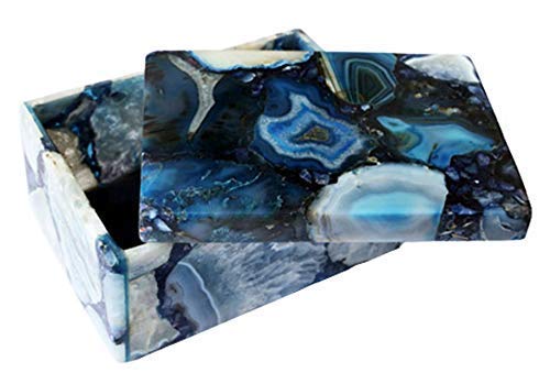 Blue Agate Box For Jewelry/Dry Fruit/Mouth Freshener Home Decor Gift Table Decor Dinning Table Decor Center Piece Translucent Agate, Outdoor Storage Box #TOP1