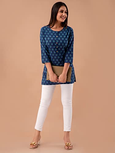 Image of feranoid Women Cotton Printed Straight Short Kurti