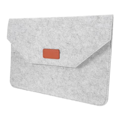 Mikikit 1PC Portable Storage Bag Light Grey Pouch Felt Material Shock Resistant Wear Resistant for Tablets and Notebooks Organized Protection for Travel