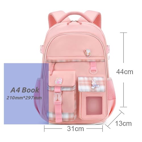 HANXIUCAO Schulrucksack Mädchen, Wasserabweisend und Atmungsaktiv Ranzen Mädchen für 1. bis 5. Klasse mit Laptopfach, Blau