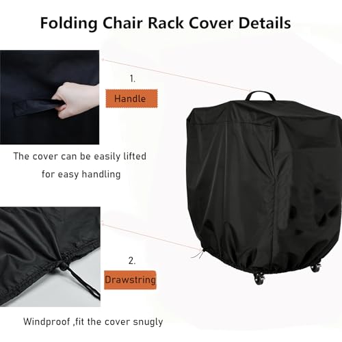 Image of Folding Chair Rack Cover for koretech Folding Chair Rack | Waterproof Chair Cart Cover, Dust proof Chair Storage Dolly Chair Holder Covers-14 inch L x 20 inch W x 39 inch H