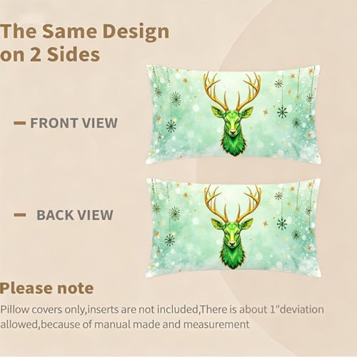 Housse coussin 40x80cm Noël vert lot de 2 velours double face