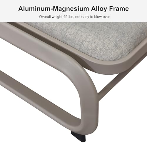 Image of PURPLE LEAF 1 Piece Patio Chaise Lounge Heavy-Duty w /Side-Table Champagne
