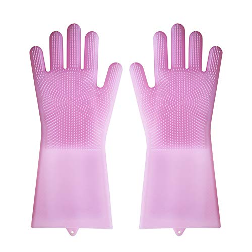 Preisvergleich Produktbild SHUHAO Silikon-Handschuhe, Wiederverwendbares Silikon-Bürsten-Wäscher-Handschuhe, Hitzebeständige Gummi Scrubbing Handschuhe Für Geschirr, Wäsche-Reinigung Handschuhe Für Waschen Küche Badezimmer,J