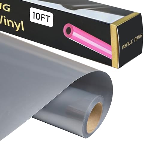 Image of RENLITONG Silvery HTV Iron on Vinyl 12Inch by 10ft Roll HTV Heat Transfer Vinyl for T-Shirt HTV Vinyl Rolls for All Cutter Machine - Easy to Cut & Weed for Heat Vinyl Design