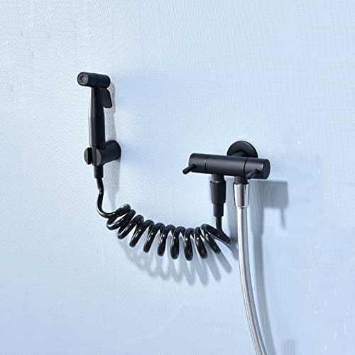 Kit pulvérisateur de bidet mural en acier avec douche toilette WC noir