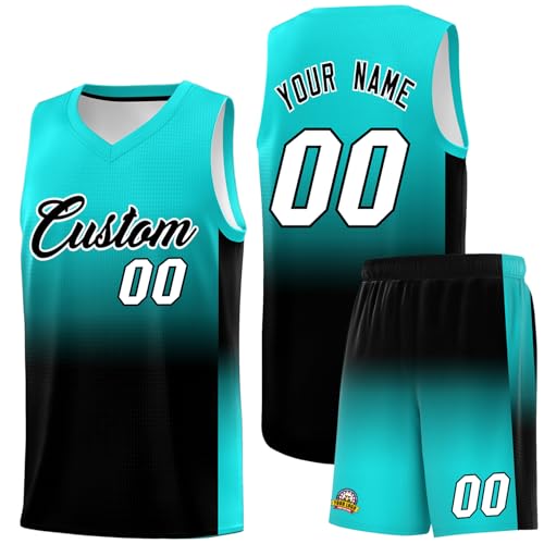 KXK Personalized Gradient Basketball Jersey Shorts Printed Team Jersey with Name Number for Men Youth Basketball Uniform