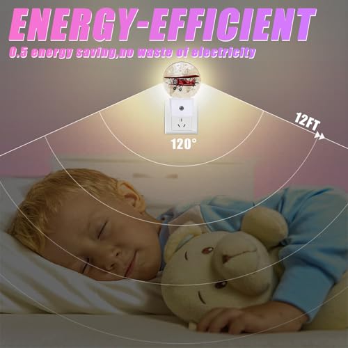 Image of Vintage Airplane Night Light World Map Night Lights LED Lamp Round Plug into Wall Nightlight with Dusk to Dawn Sensor Home Hallway Stairway Kitchen Decor