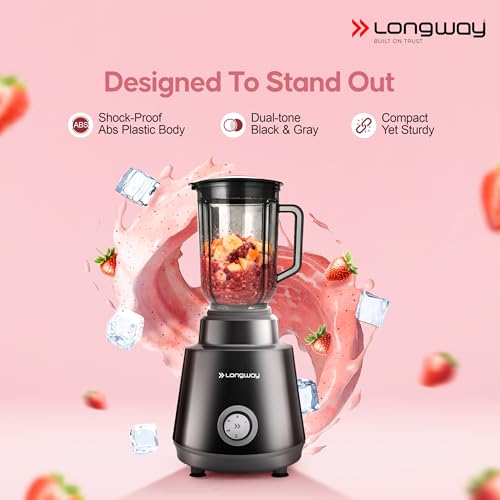 Image of Longway Super Pro Juicer Mixer Grinder | Up to 750W Max Output Powerful Motor | 4 Jars for Grinding, Mixing, Juicing | 2 Years Warranty (Black & Gray)