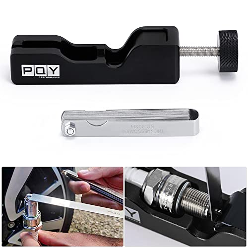 Image of Universal Spark Plug Gap Tool with 32 Blades Steel Feeler Gauge, Spark Plug Gapper Gapping Tool Adjuster for Most 10mm 12mm 14mm 16mm Sparkplug Black