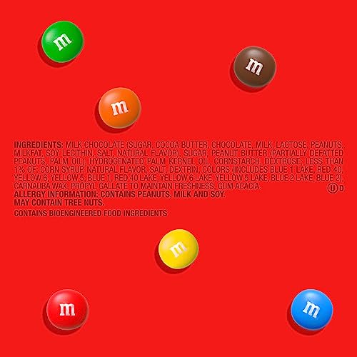 M&M's Peanut Butter Chocolate Candy, Football Party Candy Supplies, Party Size, 34 oz Bag