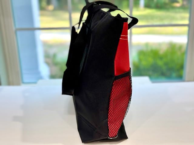 Bolso Tote personalizado rojo y negro para enfermera miniatura 6