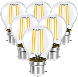 AMPTON Bayonet Light Bulbs Warm White, 35W Equivalent, Mini Globe B22 LED Bulb Energy Saving, 4W 400lm, Clear Golf Filament Lights Vintage Lamp, Non-dimmable, Pack of 6