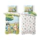 MTOnlinehandel Bluey Bettwäsche 135x200 Baumwolle für Mädchen und Jungen, Kinderbettwäsche, 1x Kissenbezug 80x80 + Bettbezug 135x200, Bingo & Bluey Geschenk