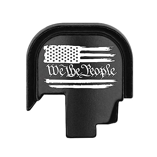 MyGunArts Laser Engraved Anodized Aluminum Rear Cover Slide Back Plate for 9mm/.40 Subcompact Smith Wesson S&W M&P Shield/Shield Plus/Shield M2.0 Accessories, We The People US Flag