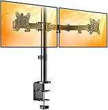 ErGear Dual Monitor Stand Mount, Heavy-Duty Fully Adjustable Desk Clamp Arms for Computer Screens, Fits Most 17-32” Monitors up to 17.6lbs, Max 100x100 VESA, Swivel and Tilt, Black, EGCM1