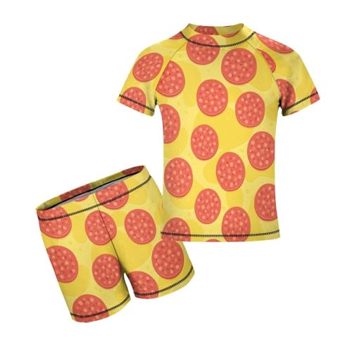 Pepperoni Pizza PatternChildren's Swimsuits Boys Two Piece Suit9-11Y（140cm）