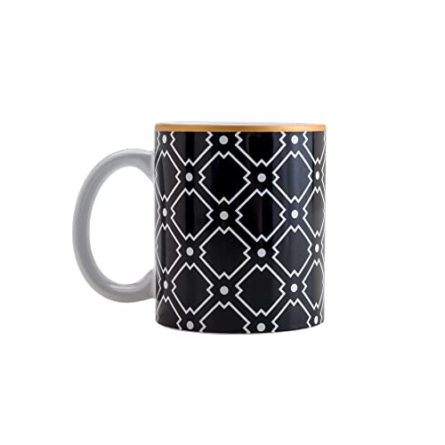 Caneca de Porcelana Alexandria Preto e Dourada 330ml - Lyor