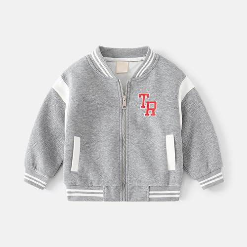 IWIHMIV Kids Jacket Fall Winter Fleece Vintage Outerwear Boys Baseball Jacket with Pocket Sport Zipper Coat2
